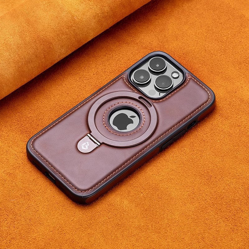 Suitable for Apple 16Promax phone case leather magnetic bracket iPhone 15 anti drop protective case