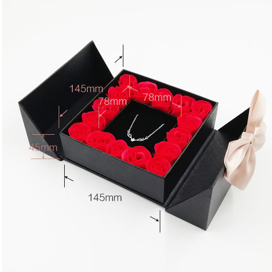 Double door 16 roses eternal flower gift box holiday necklace ring bracelet Valentine's Day jewelry packaging box